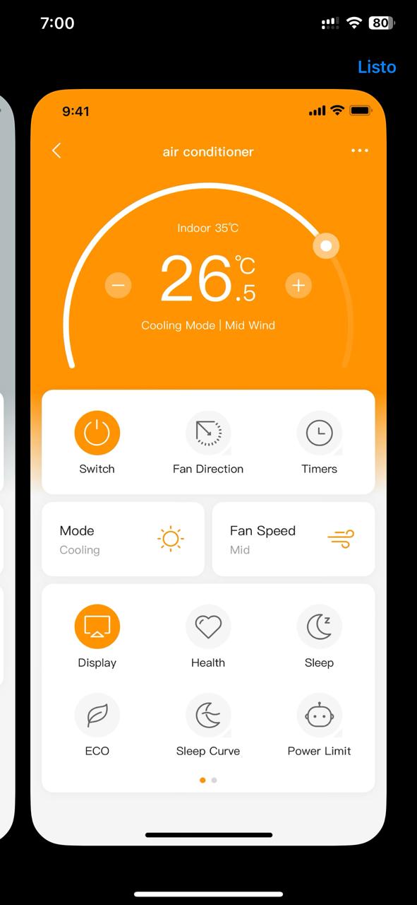 App AC Freedom controlando un minisplit AUFIT desde el celular